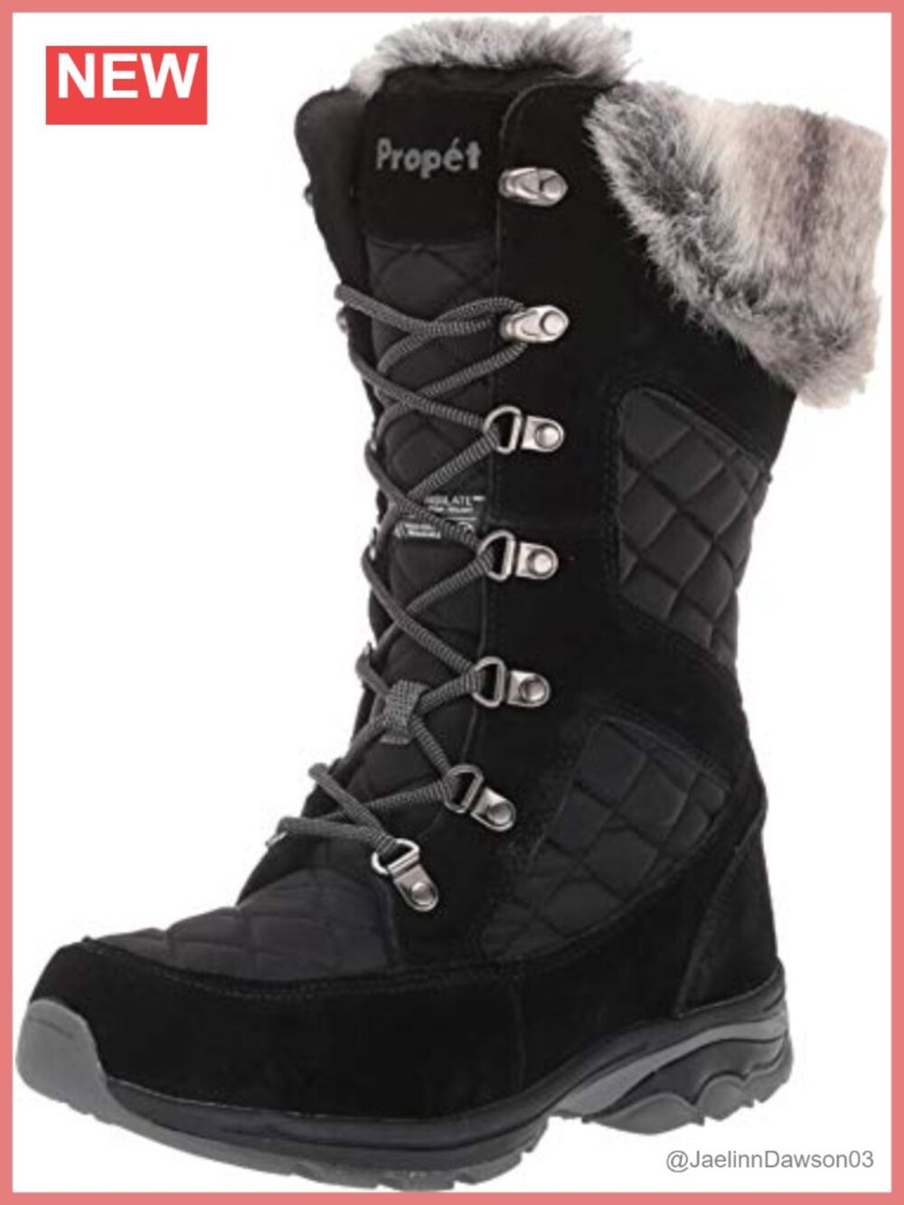 Propet Peri Waterproof Mid-Calf Snow Boot Faux Fur Lace-Up
